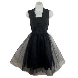 Modcloth Black Balletcore Dress w/ Tulle Overlay Women's Size S
